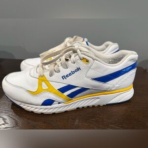 Men’s Reebok ERS Racer Sneakers - White, Blue & Yellow - Size 10.5